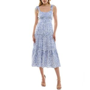 Blue Floral Midi Dress